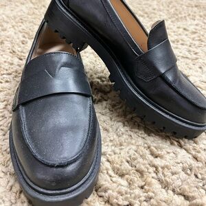 Leather banana republic black loafers.